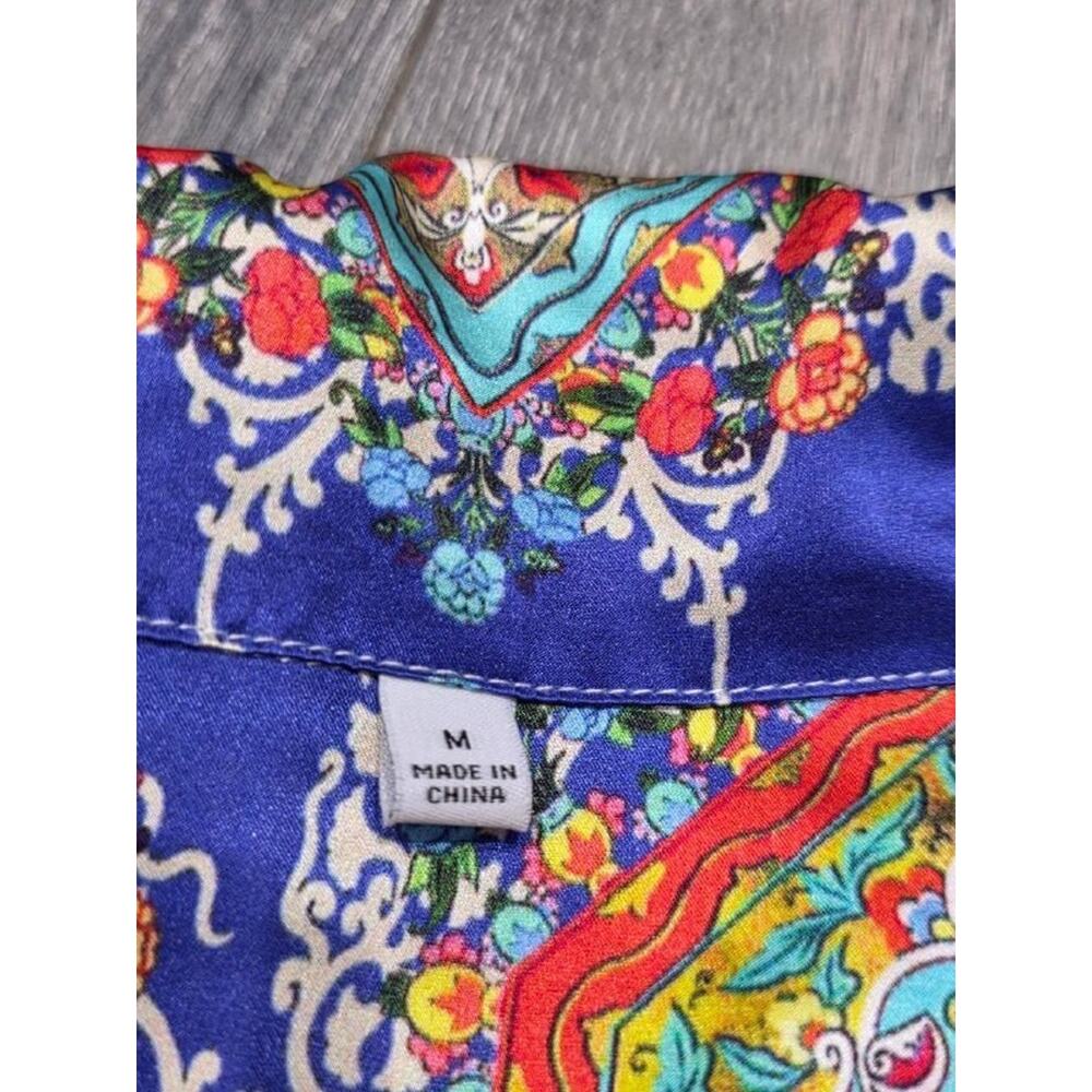Collar Silk Shirt in Multicolor Print Medium A004263 - Picture 5 of 8